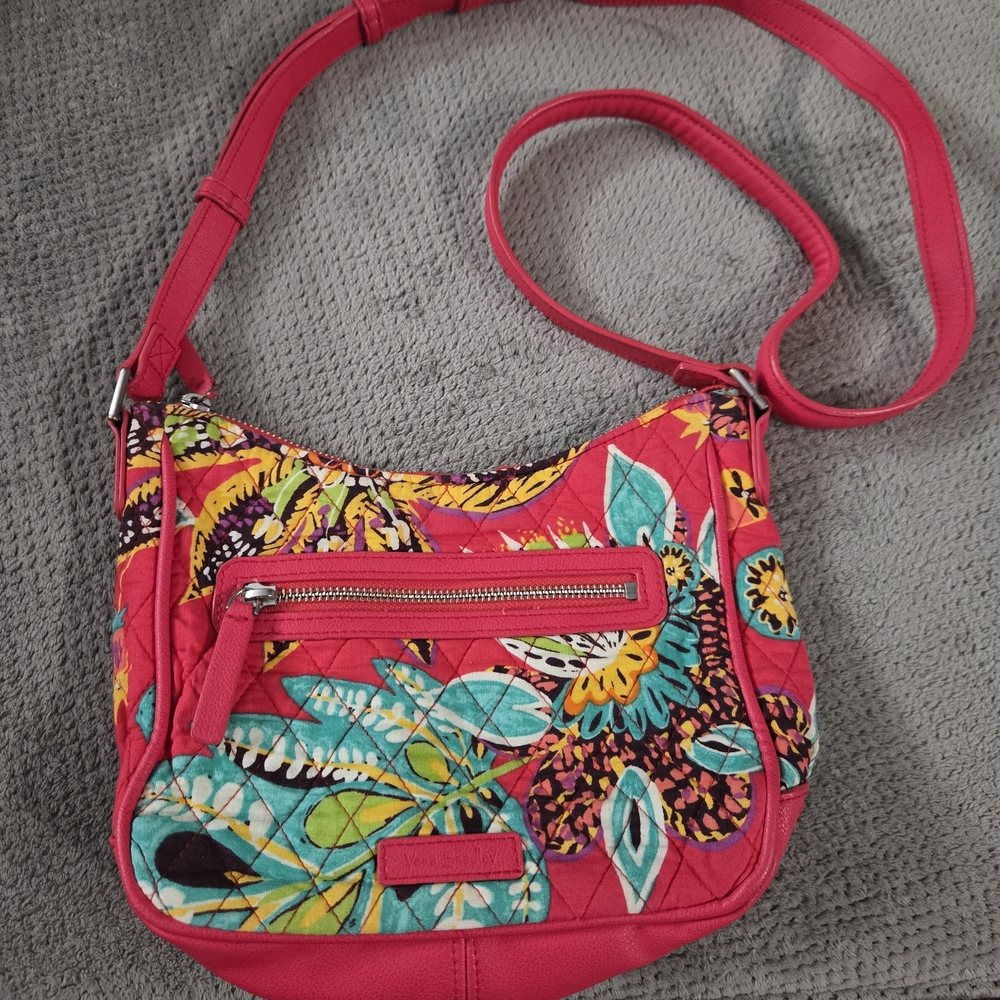 Vera Bradley Colorful Floral Crossbody Bag - Pink and Yellow